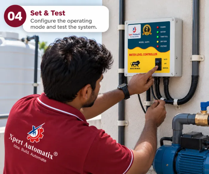 An engineer setting the operating mode and testing the system